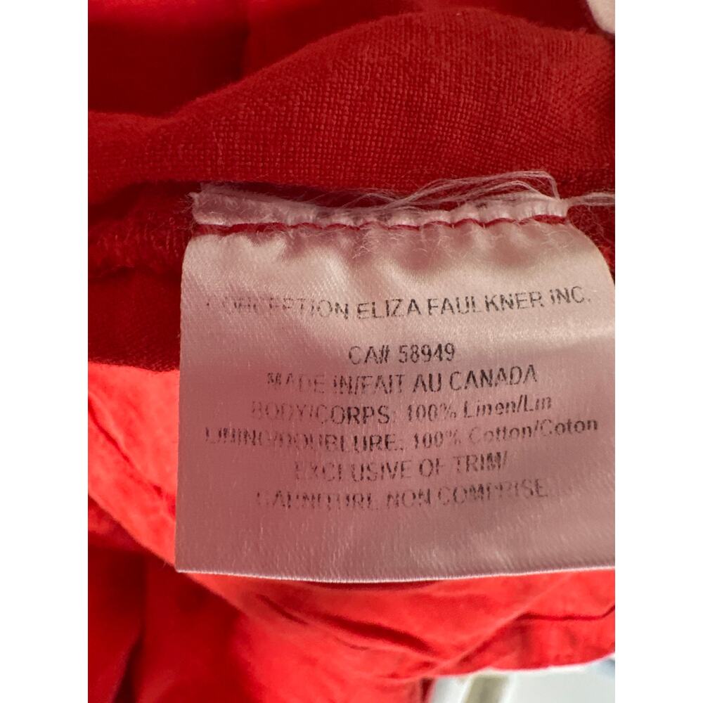Eliza Faulkner Tessa Dress Linen Sleeveless Ruffle Open Back Midi A-Line Red S - Picture 8 of 9